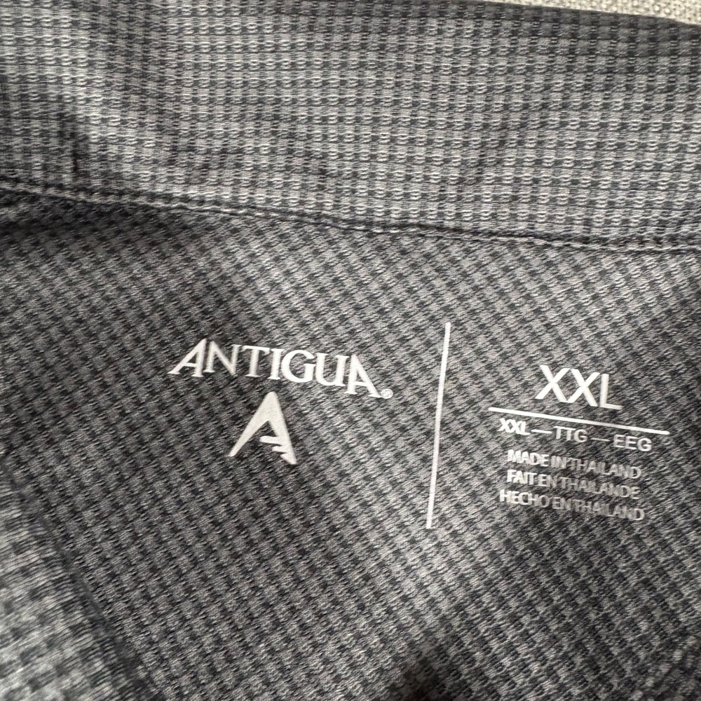 Antigua Polo Shirt Mens XXL Grey Charlotte FC Soccer Micro Check Short Sleeve - Picture 4 of 9